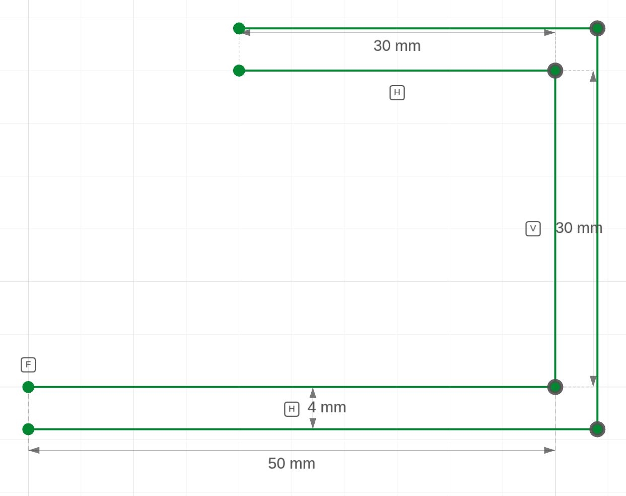 An L-shaped path offset by 4 with sharp corners