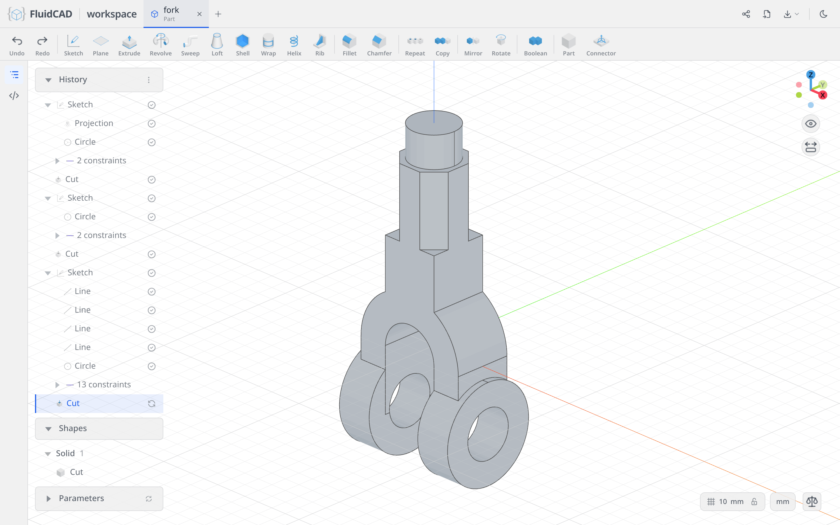 The finished fork