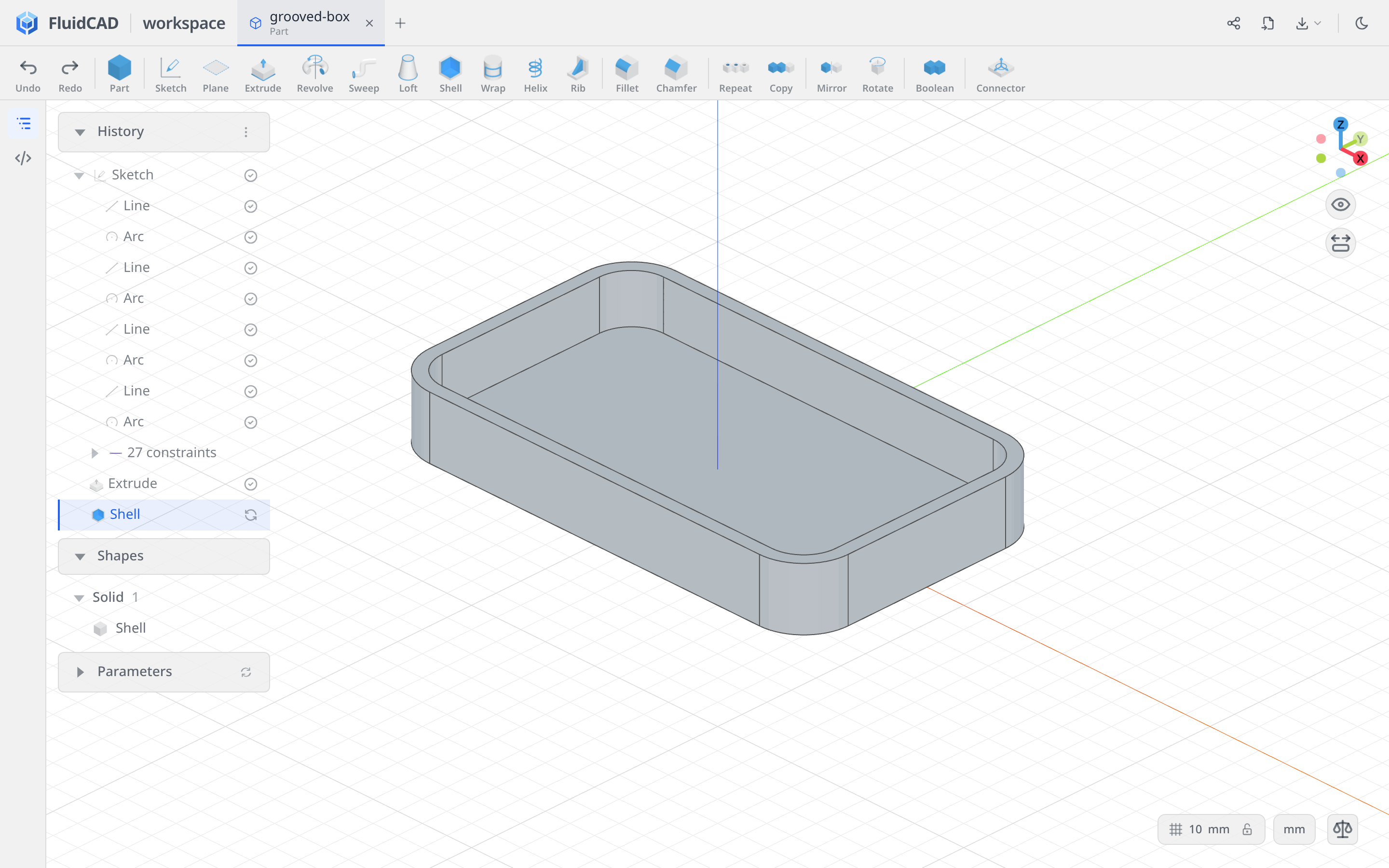 The open box with 5 millimeter walls