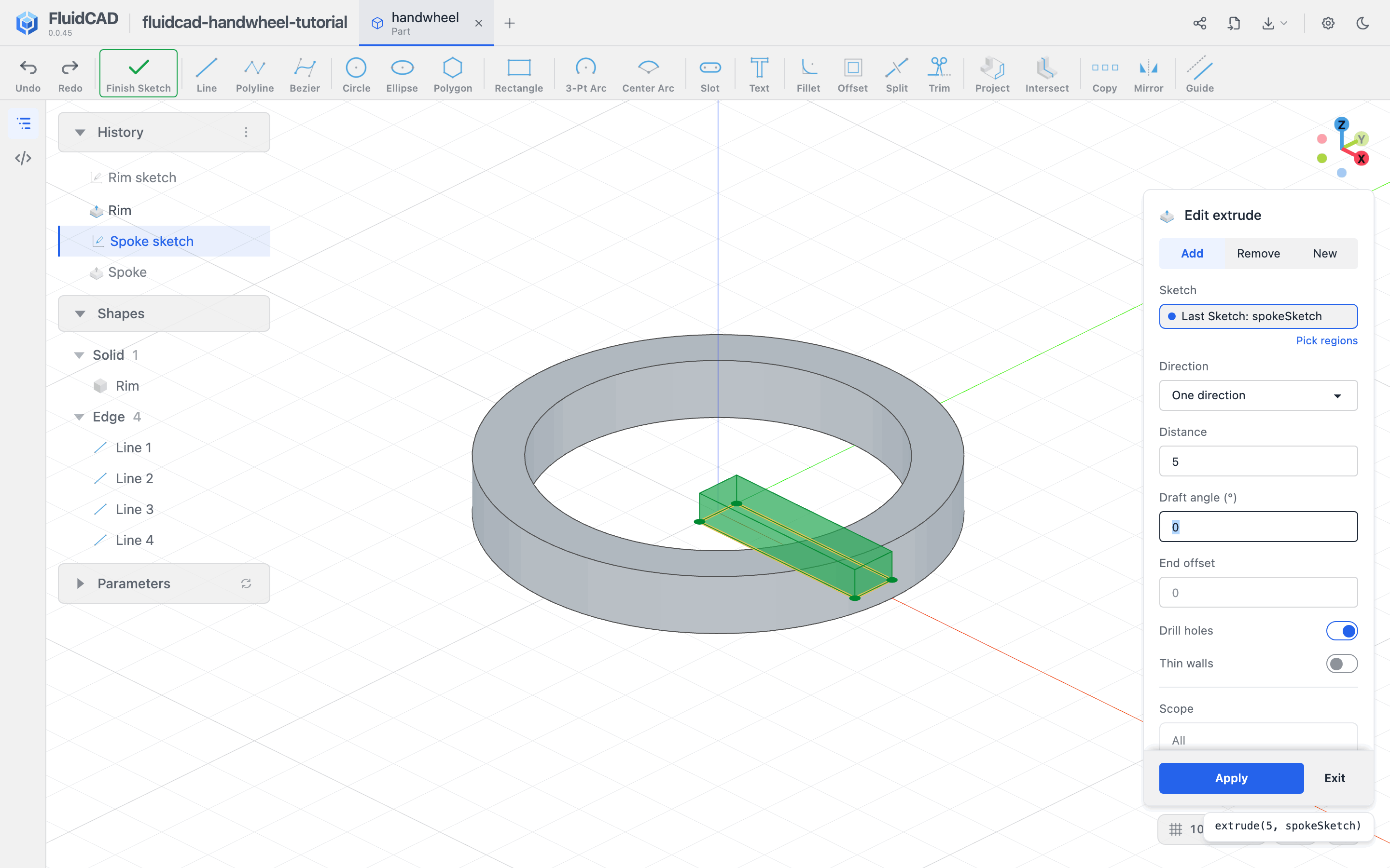 A 5 mm spoke extrusion joining the inside of the rim