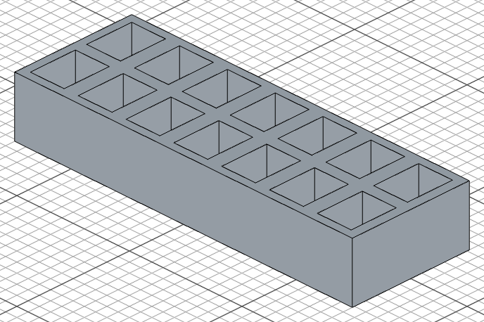 Ice cube tray with repeated pockets