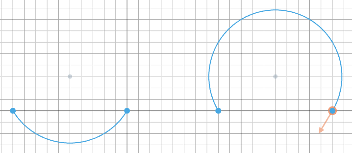 CCW and CW arcs with explicit center points