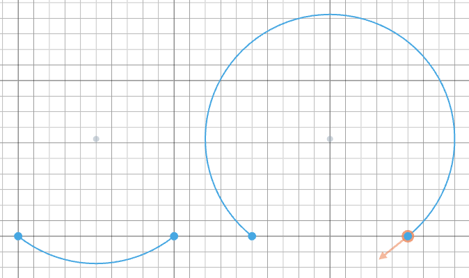 Minor and major arcs with the same chord and radius
