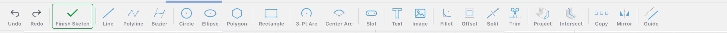 The sketch toolbar