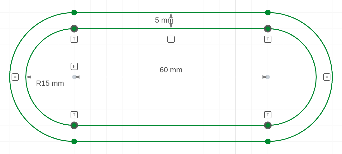 A pocket outline offset outward into a wall