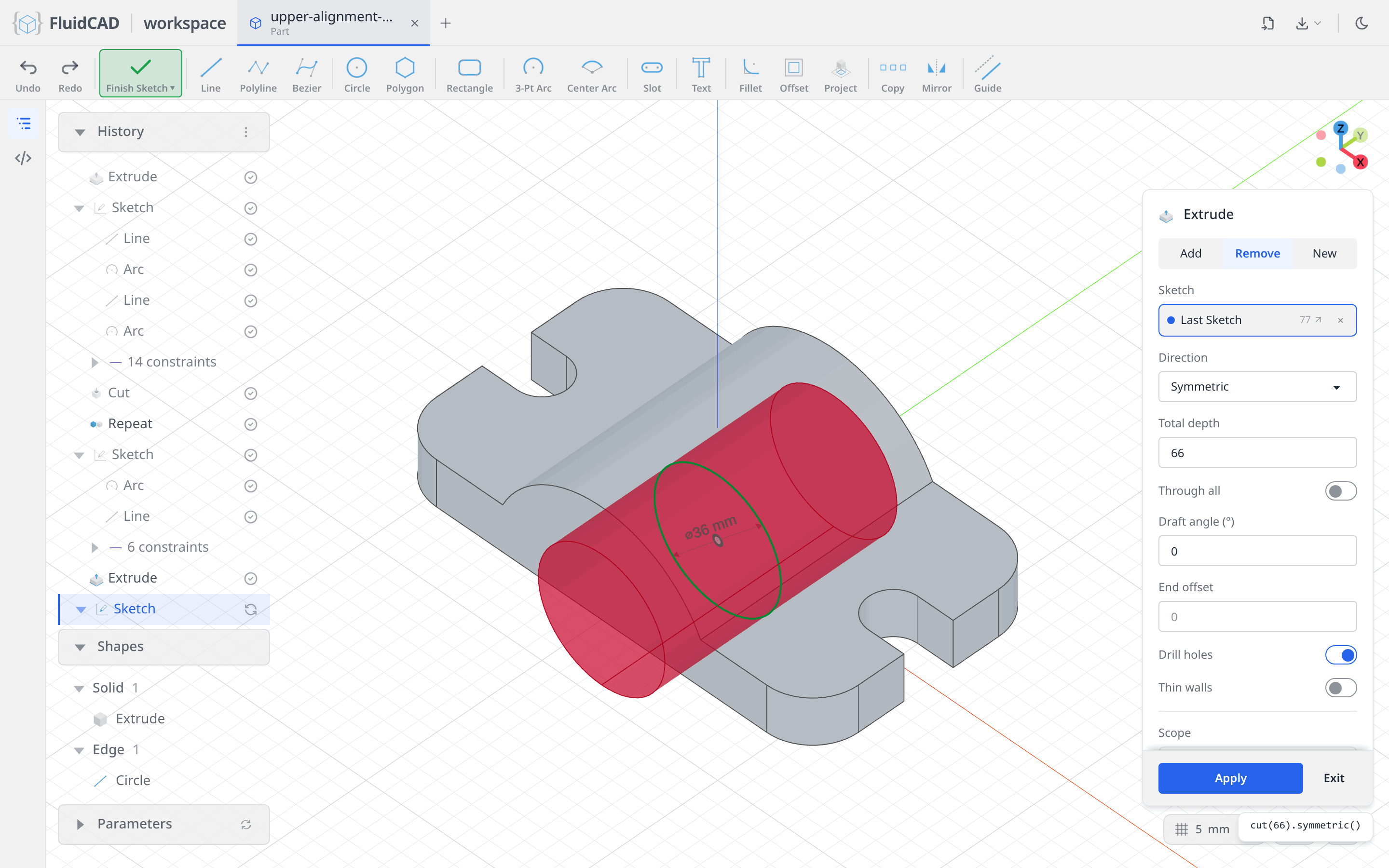 The symmetric bore cut