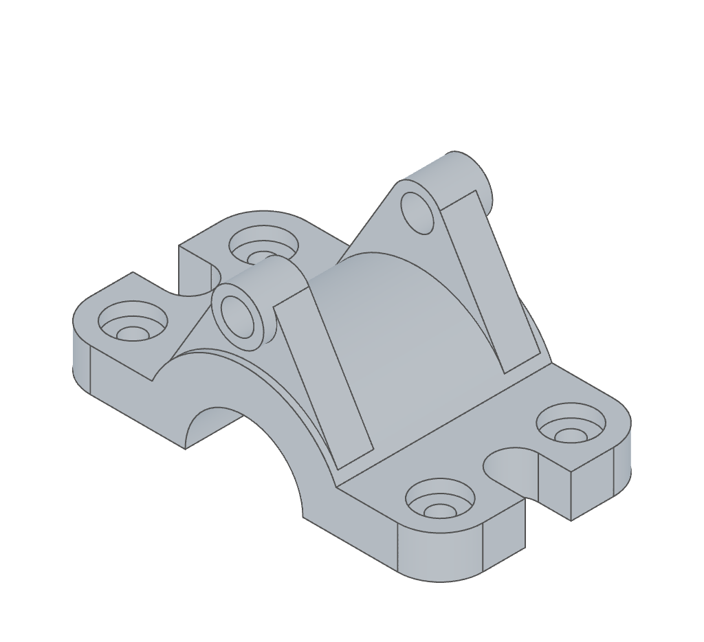 The finished upper alignment clamp in the FluidCAD viewport