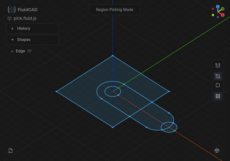 FluidCAD Region Extrude